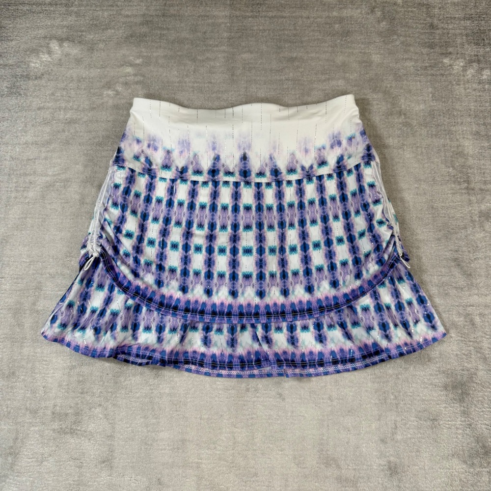 Lucky in Love Tennis Skort Womens Small Purple Psychedelic Golf Athletic Skirt